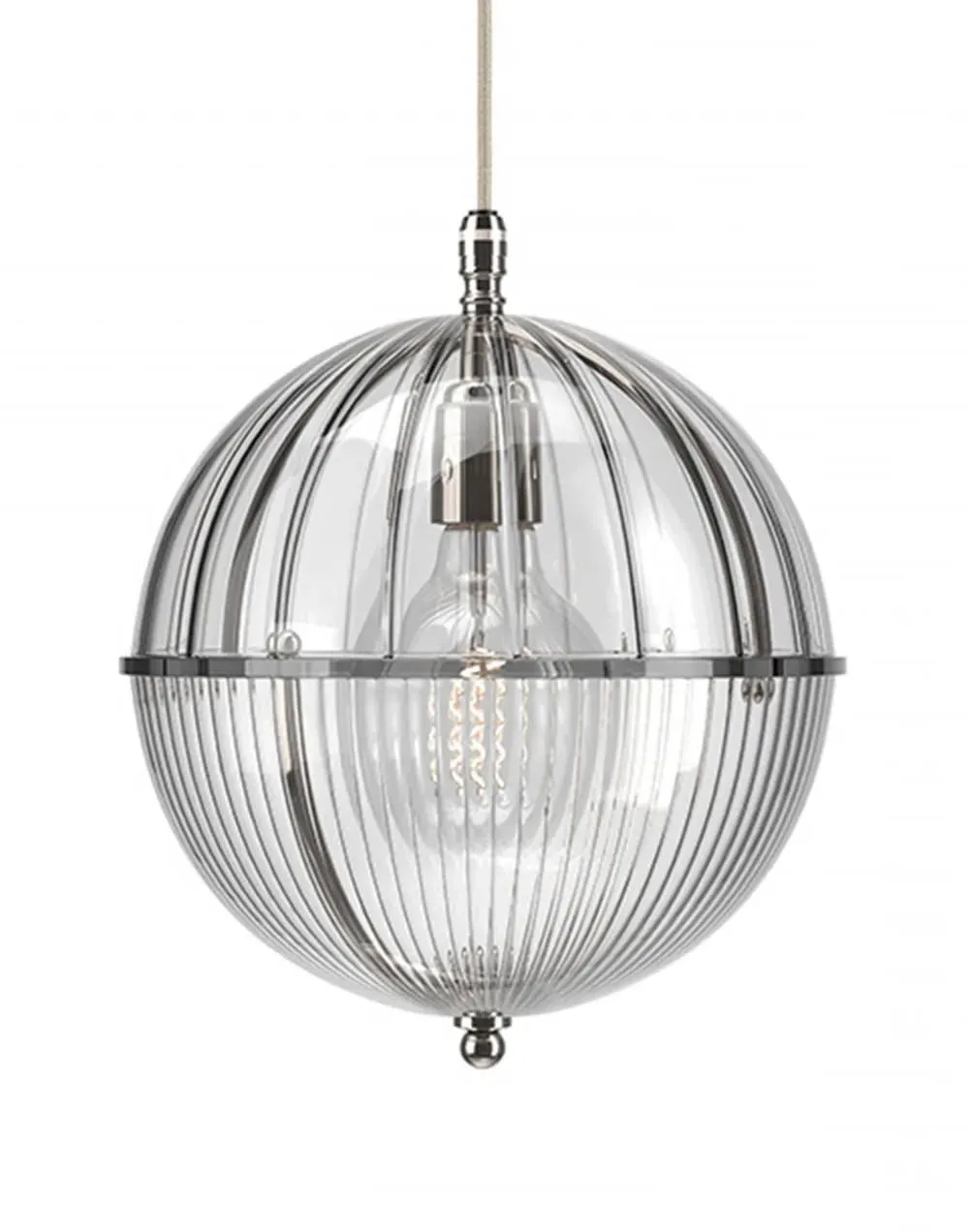 Globe Pendant Light with Skinny Glass - Nickel