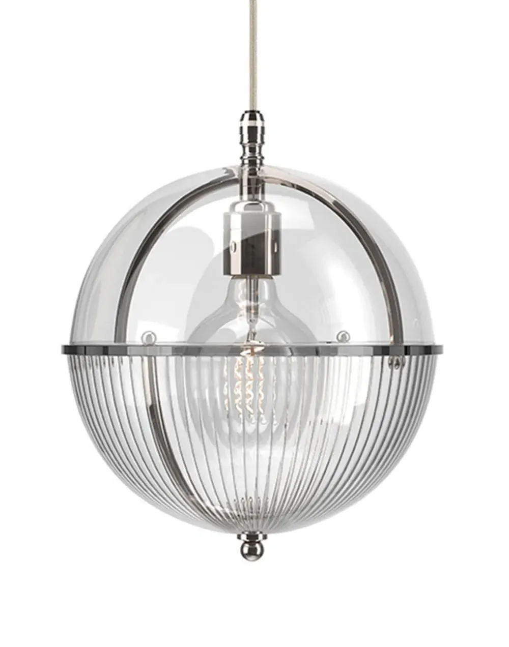 Globe Pendant Light with Skinny Glass - Nickel