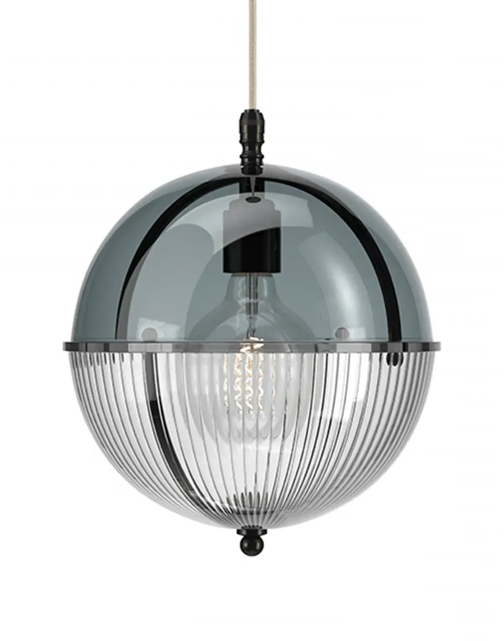 Globe Pendant Light with Smoked Glass - Bronze