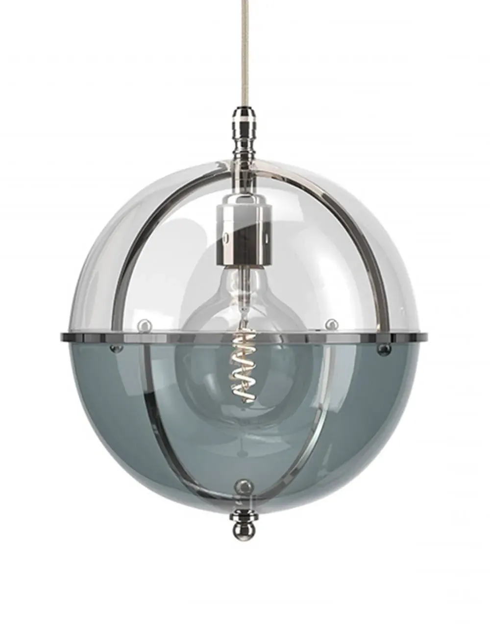 Globe Pendant Light with Smoked Glass - Nickel