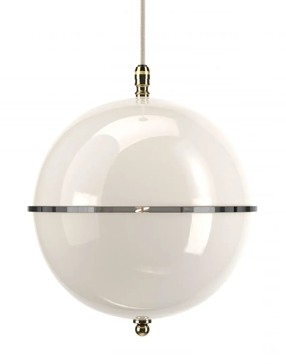 Globe Pendant Light with White Glass - Brass