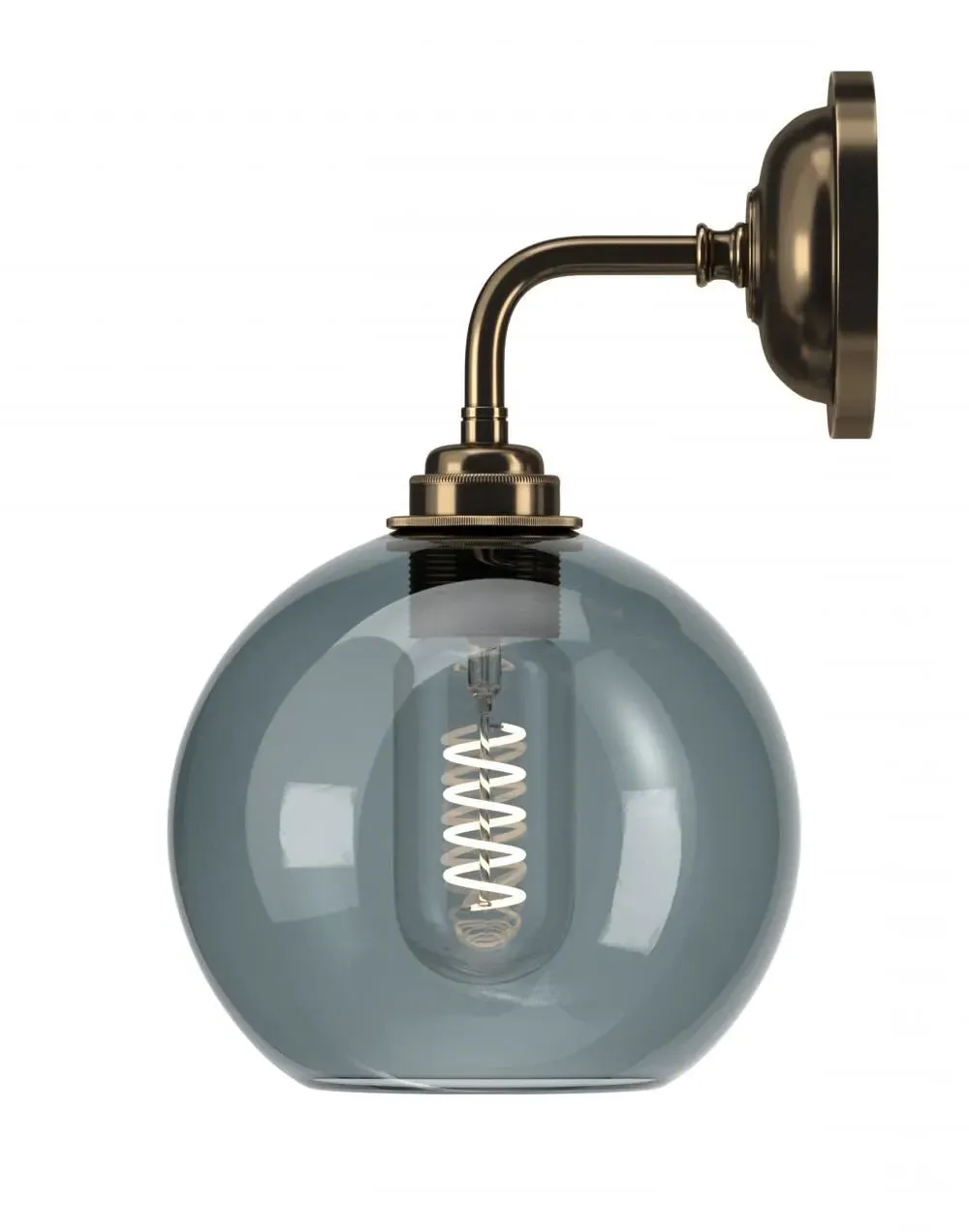 Globe Wall Light - Antique Brass, Smoked Glass image