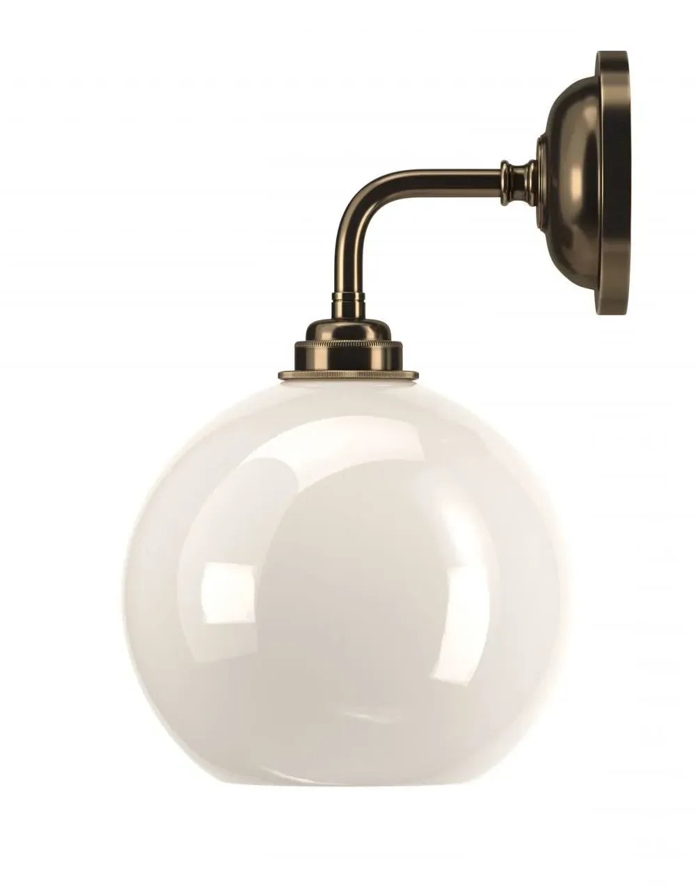 Globe Wall Light White Glass - Antique Brass image