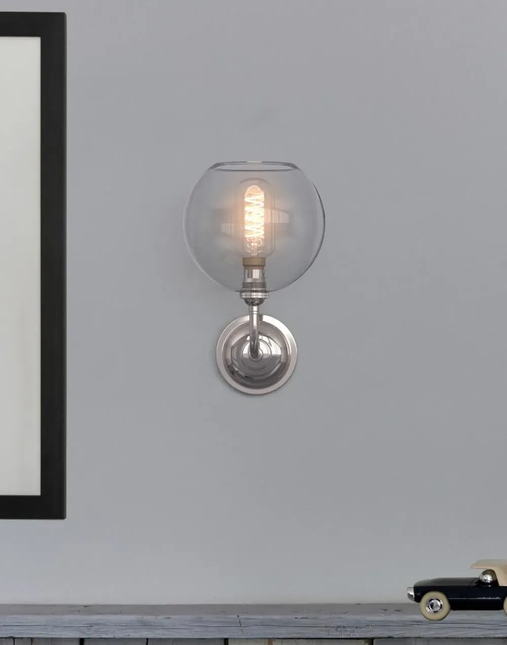 Globe Wall Light White Glass - Polished Brass