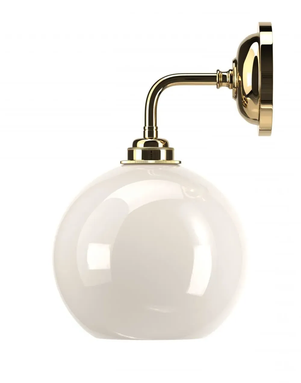 Globe Wall Light White Glass - Polished Brass