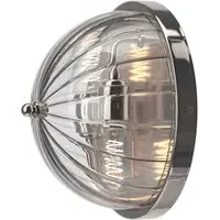 Globe Wall Light with Ribbed Glass - Nickel