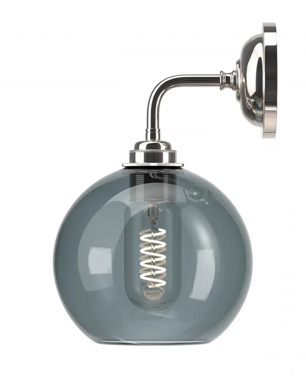 Globe Wall Light with Smoked Glass - Nickel