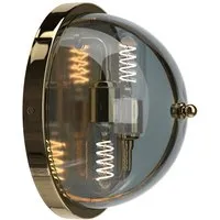 Globe Wall Light with Smoked Glass - Polished Brass
