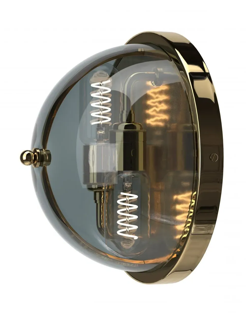 Globe Wall Light with Smoked Glass - Polished Brass