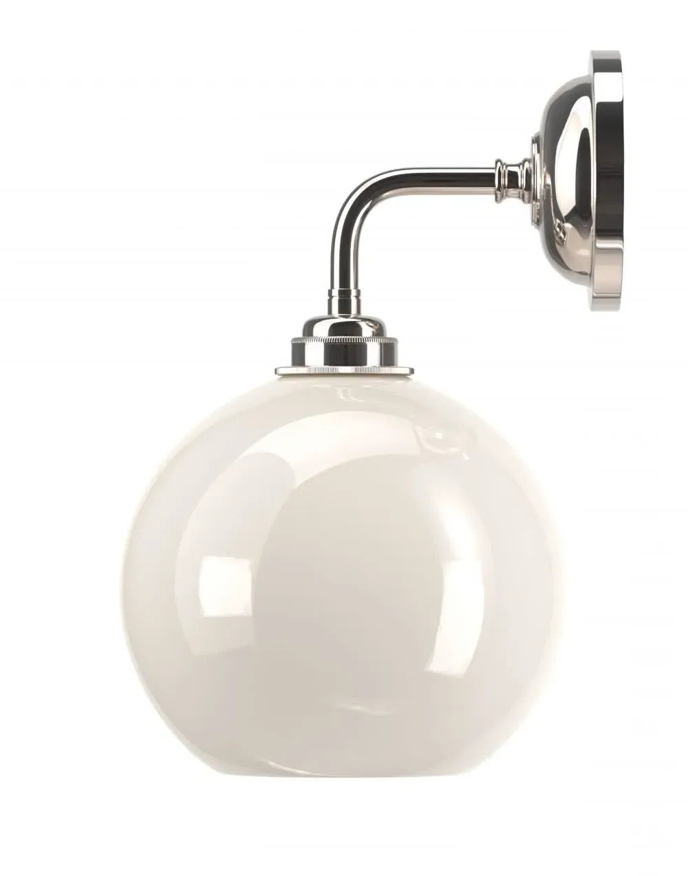 Globe Wall Light with White Glass - Nickel