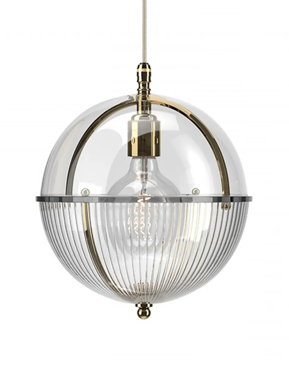 Grafton Globe Pendant Light - Polished Brass, Glass