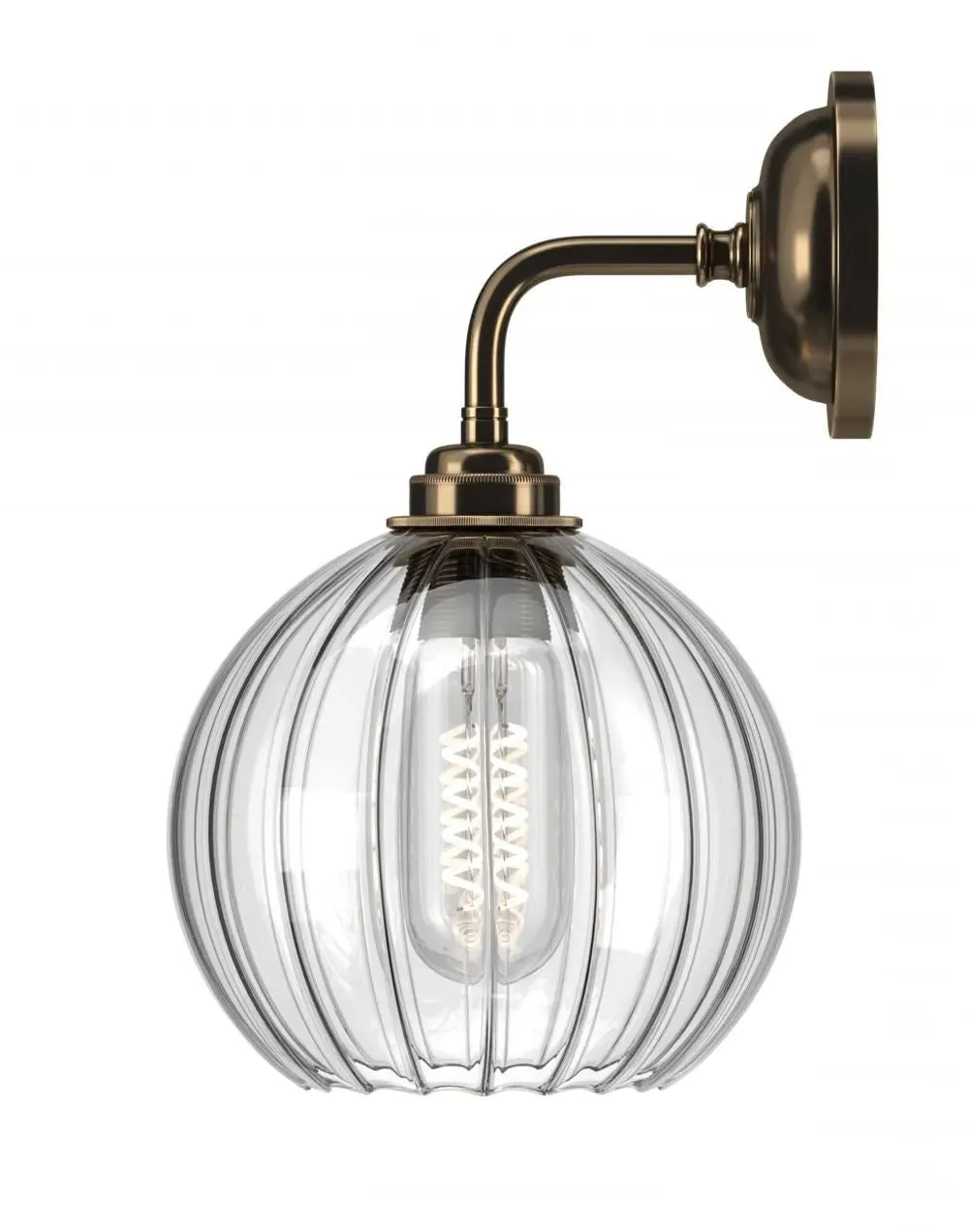 Hereford Bathroom Wall Light - Nickel, Clear Glass