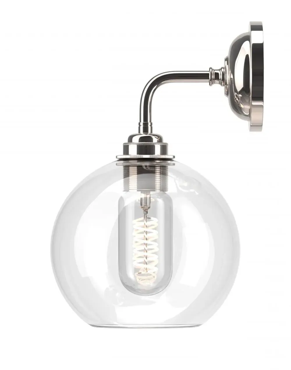 Hereford Bathroom Wall Light - Nickel, Clear Glass image