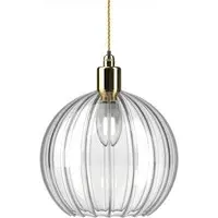 Hereford Large Bathroom Pendant Light - Brass, Ribbed Glass