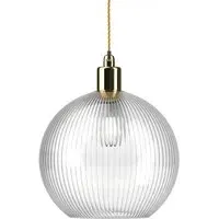 Hereford Large Bathroom Pendant Light - Brass, Skinny Ribbed Glass