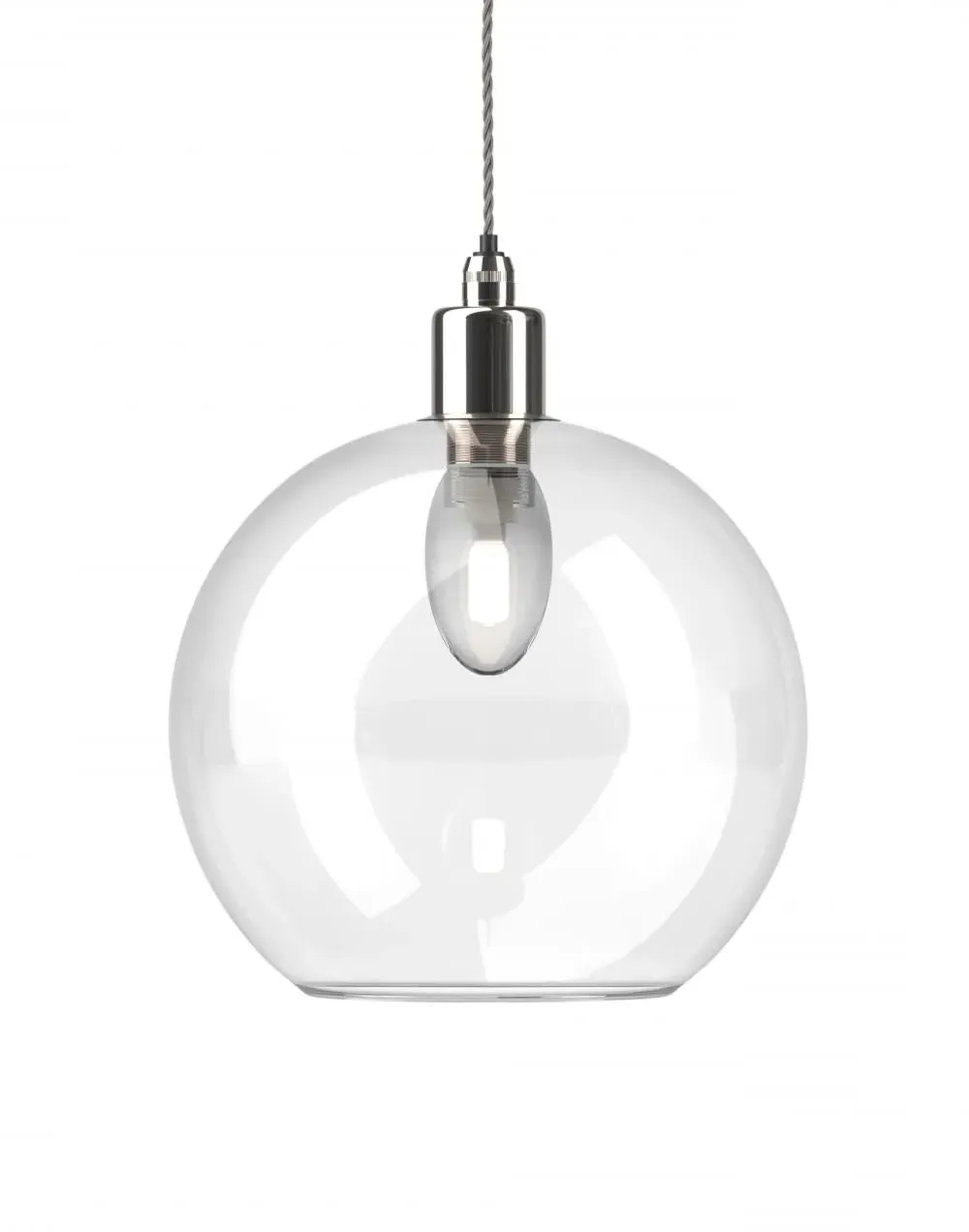 Hereford Large Bathroom Pendant Light - Nickel, Clear Glass