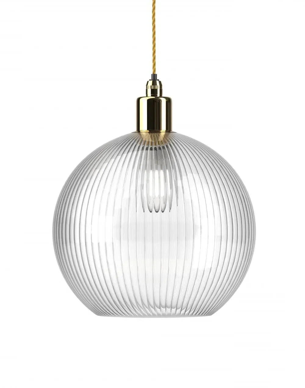Hereford Large Bathroom Pendant Light - Nickel, Ribbed Glass