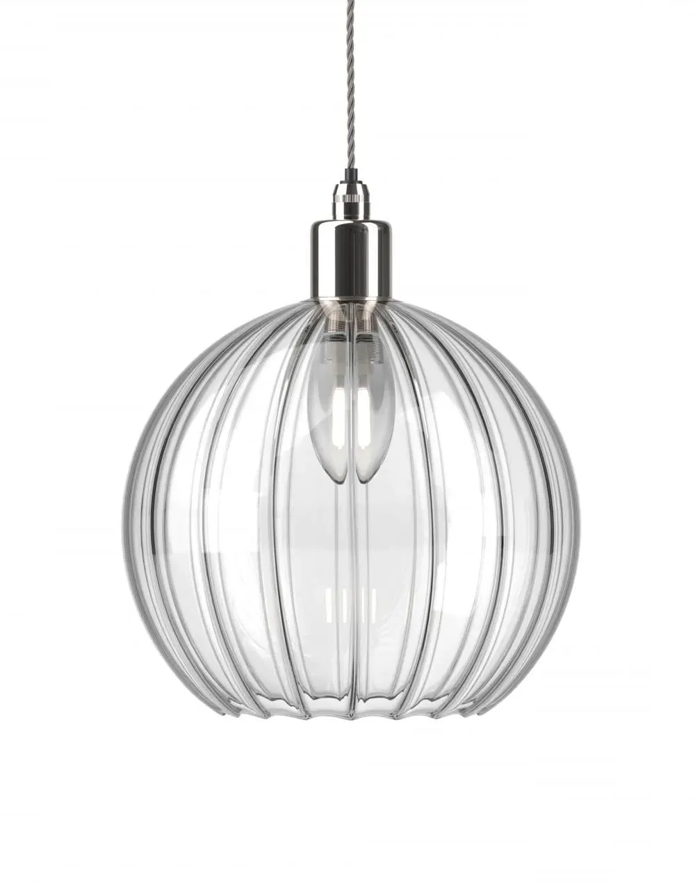 Hereford Large Bathroom Pendant Light - Nickel, Smoked Glass