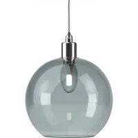Hereford Large Bathroom Pendant Light - Nickel, Smoked Glass