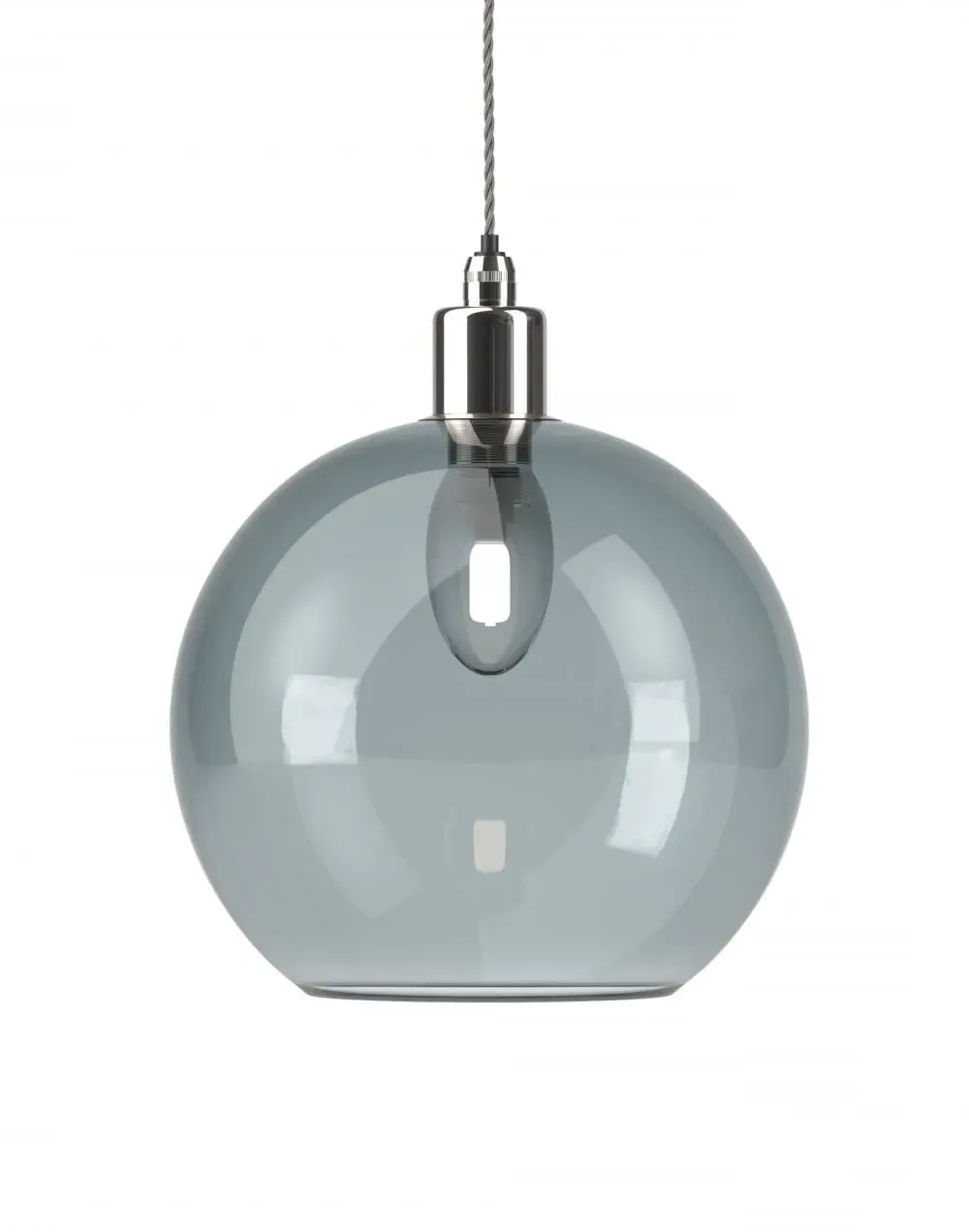 Hereford Large Bathroom Pendant Light - Nickel, Smoked Glass