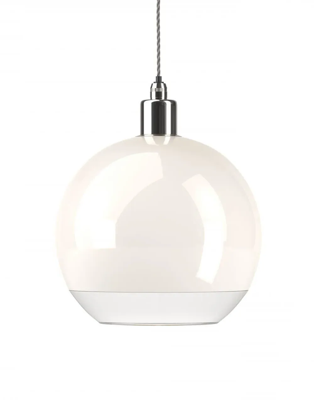 Hereford Large Bathroom Pendant Light - Nickel, White Glass