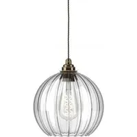 Hereford Large Pendant Light - Antique Brass, Ribbed Glass