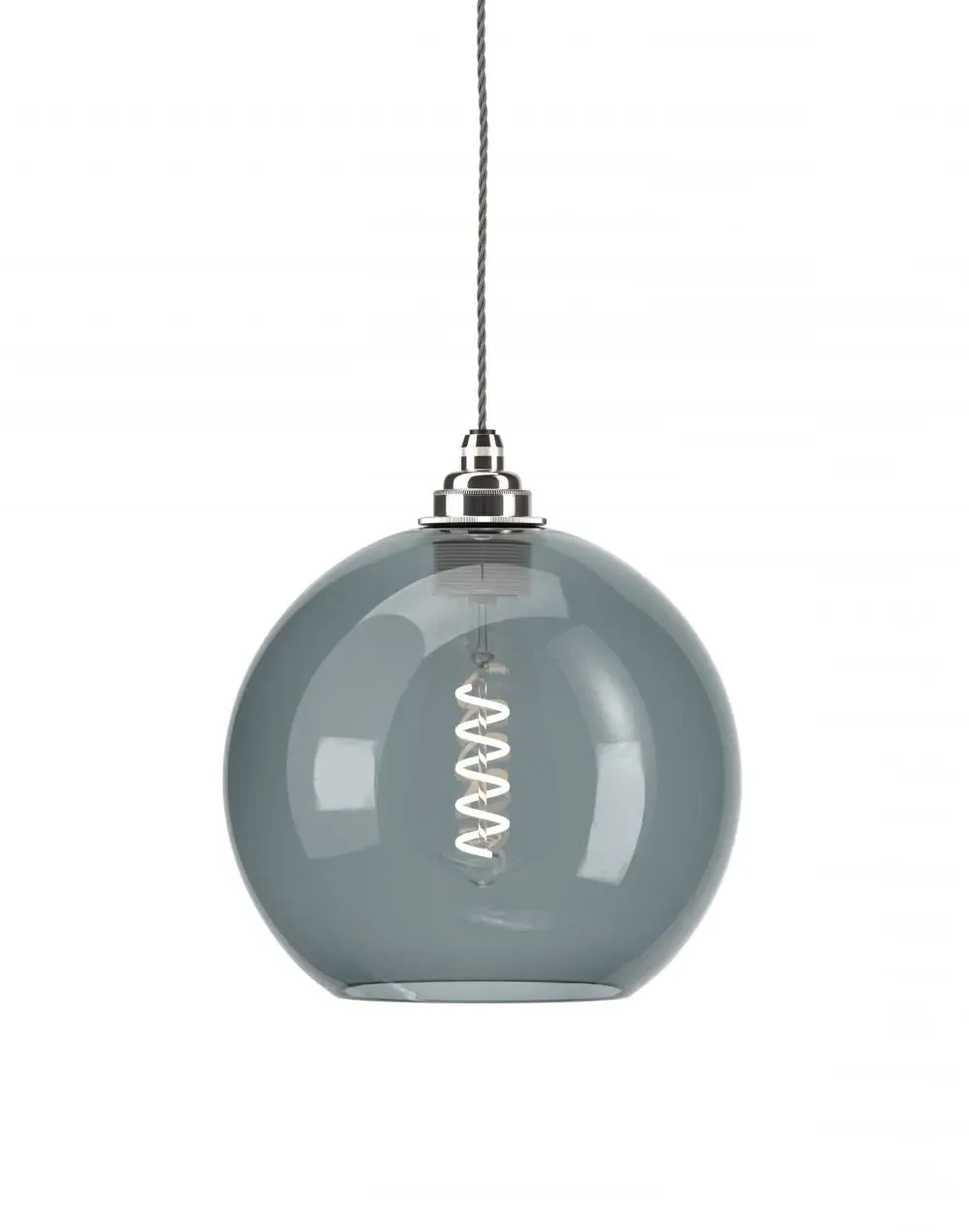 Hereford Large Pendant Light - Nickel, Smoked Glass