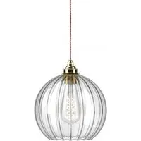 Hereford Large Pendant Light - Polished Brass, Ribbed Glass