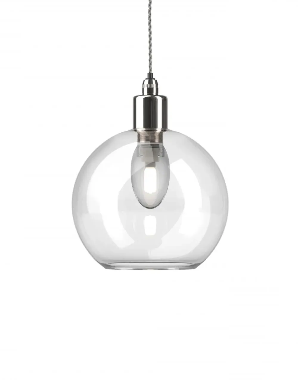 Hereford Medium Bathroom Pendant Light - Nickel, Clear Glass image