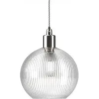 Hereford Medium Bathroom Pendant Light - Nickel, Skinny Ribbed