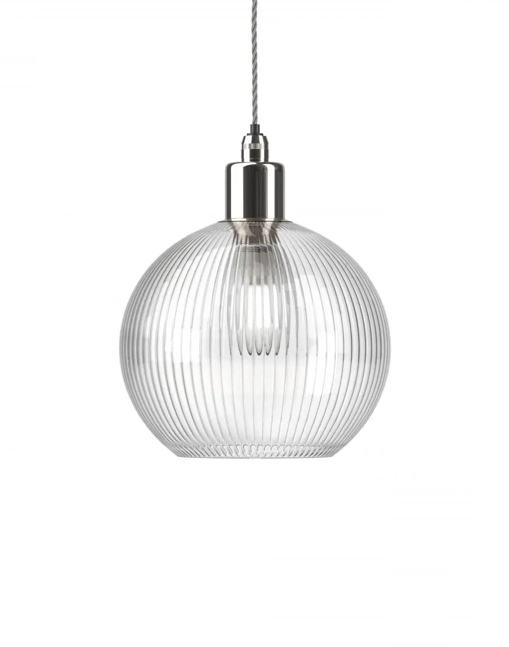 Hereford Medium Bathroom Pendant Light - Nickel, Skinny Ribbed