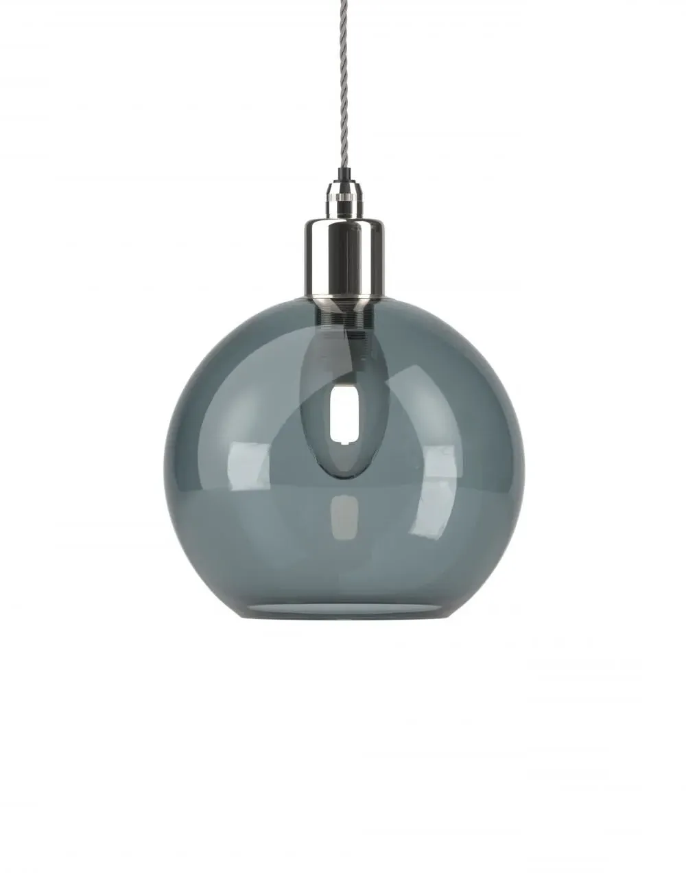 Hereford Medium Bathroom Pendant Light - Nickel, Smoked Glass