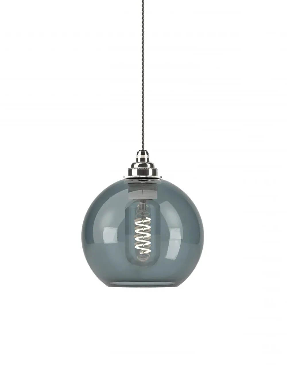 Hereford Medium Pendant Light - Nickel, Smoked Glass