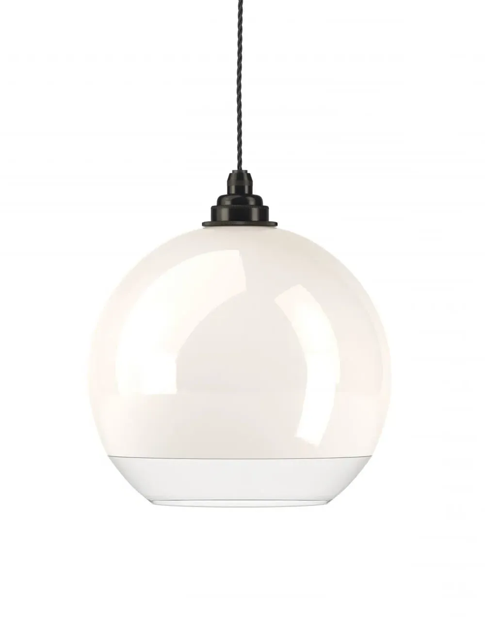 Hereford Pendant Light - White Glass, Antique Brass