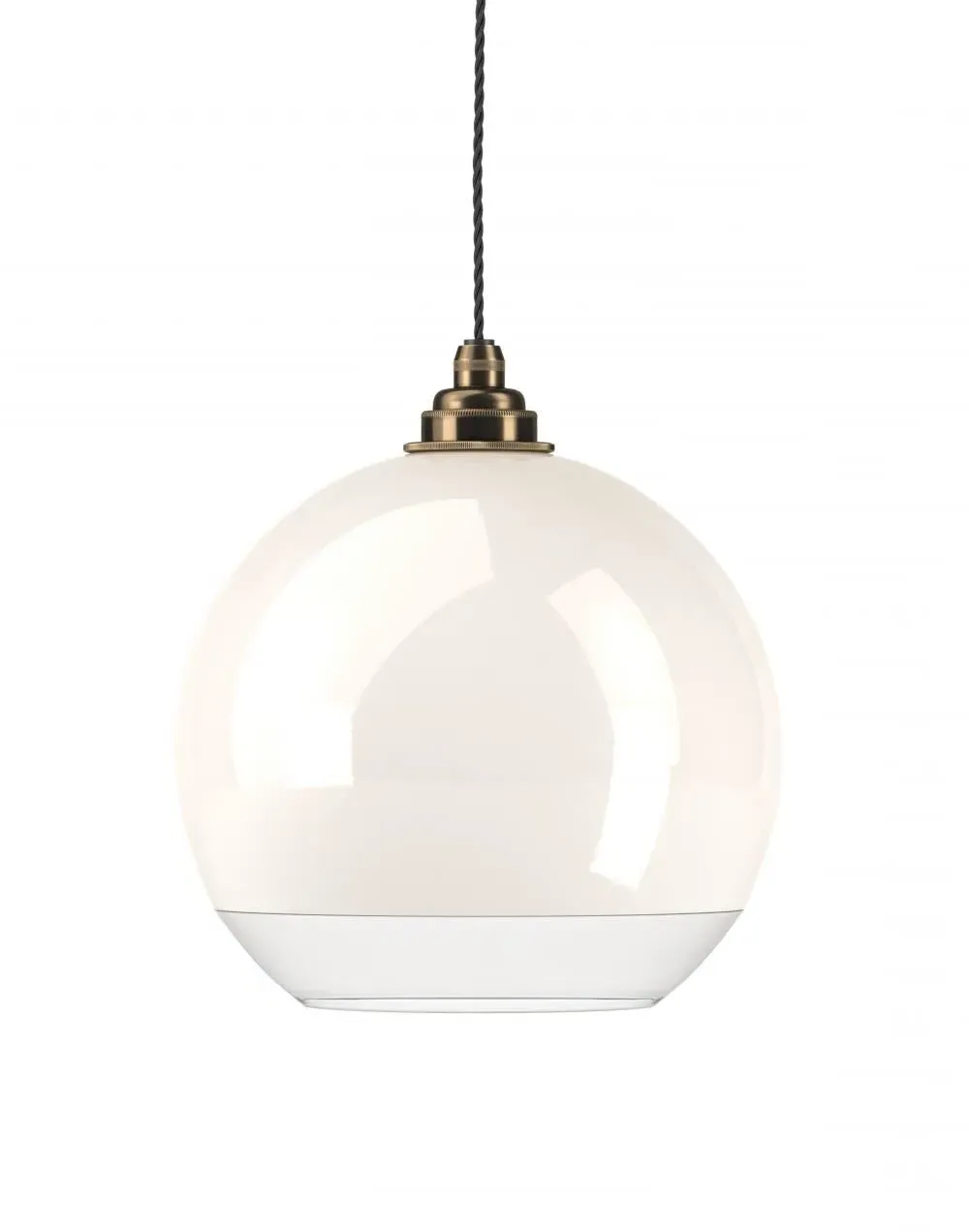Hereford Pendant Light - White Glass, Bronze