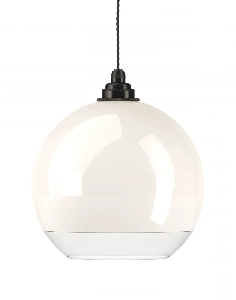 Hereford Pendant Light - White Glass, Nickel