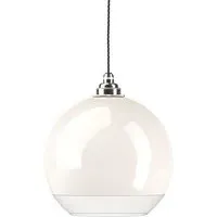 Hereford Pendant Light - White Glass, Nickel