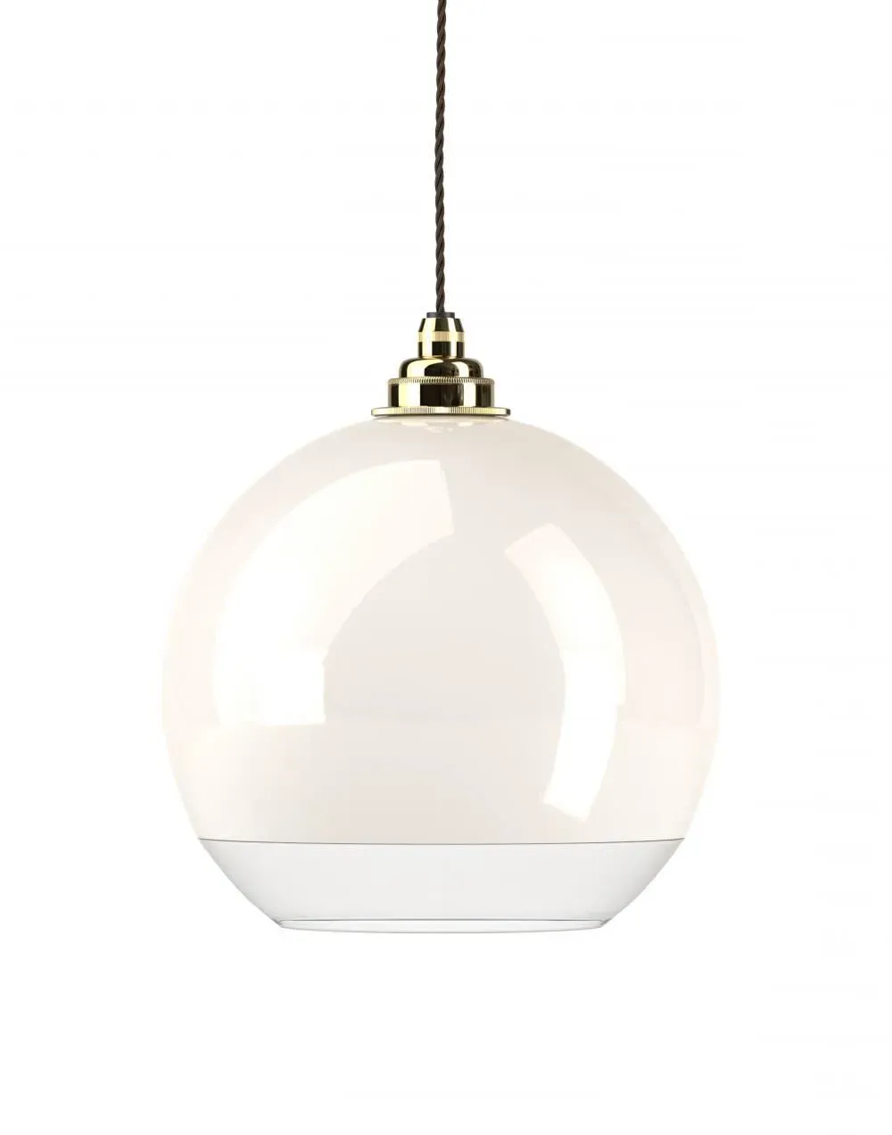 Hereford Pendant Light - White Glass, Polished Brass