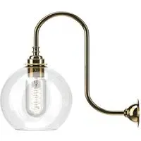 Hereford Swan Neck Bathroom Wall Light - Brass, Clear Glass