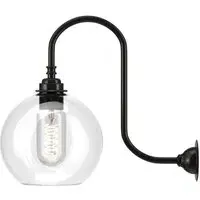 Hereford Swan Neck Bathroom Wall Light - Bronze, Clear Glass