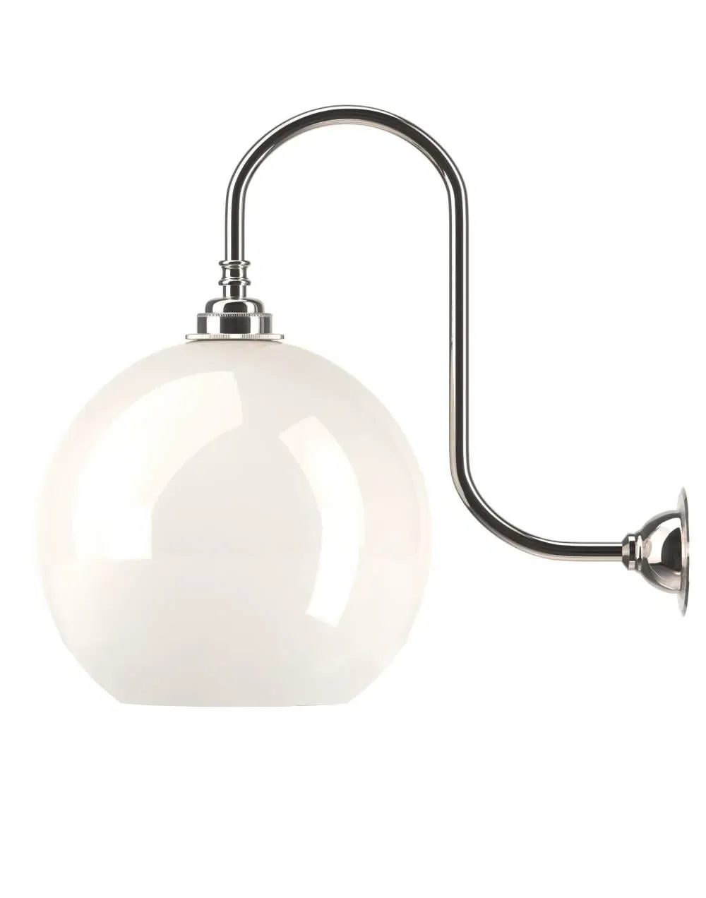Hereford Swan Neck Wall Light - Nickel, Glass