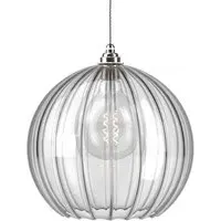 Hereford XL Pendant Light - Nickel, Ribbed Glass