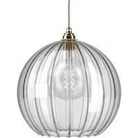 Hereford XL Pendant Light - Polished Brass, Ribbed Glass