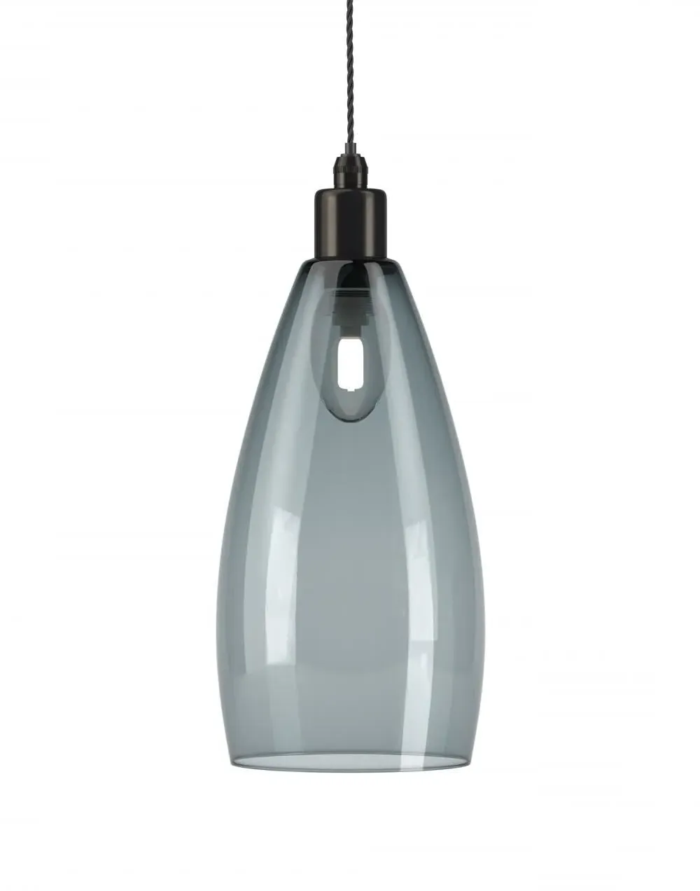 Large Bathroom Pendant Light - Bronze, Smoked Glass