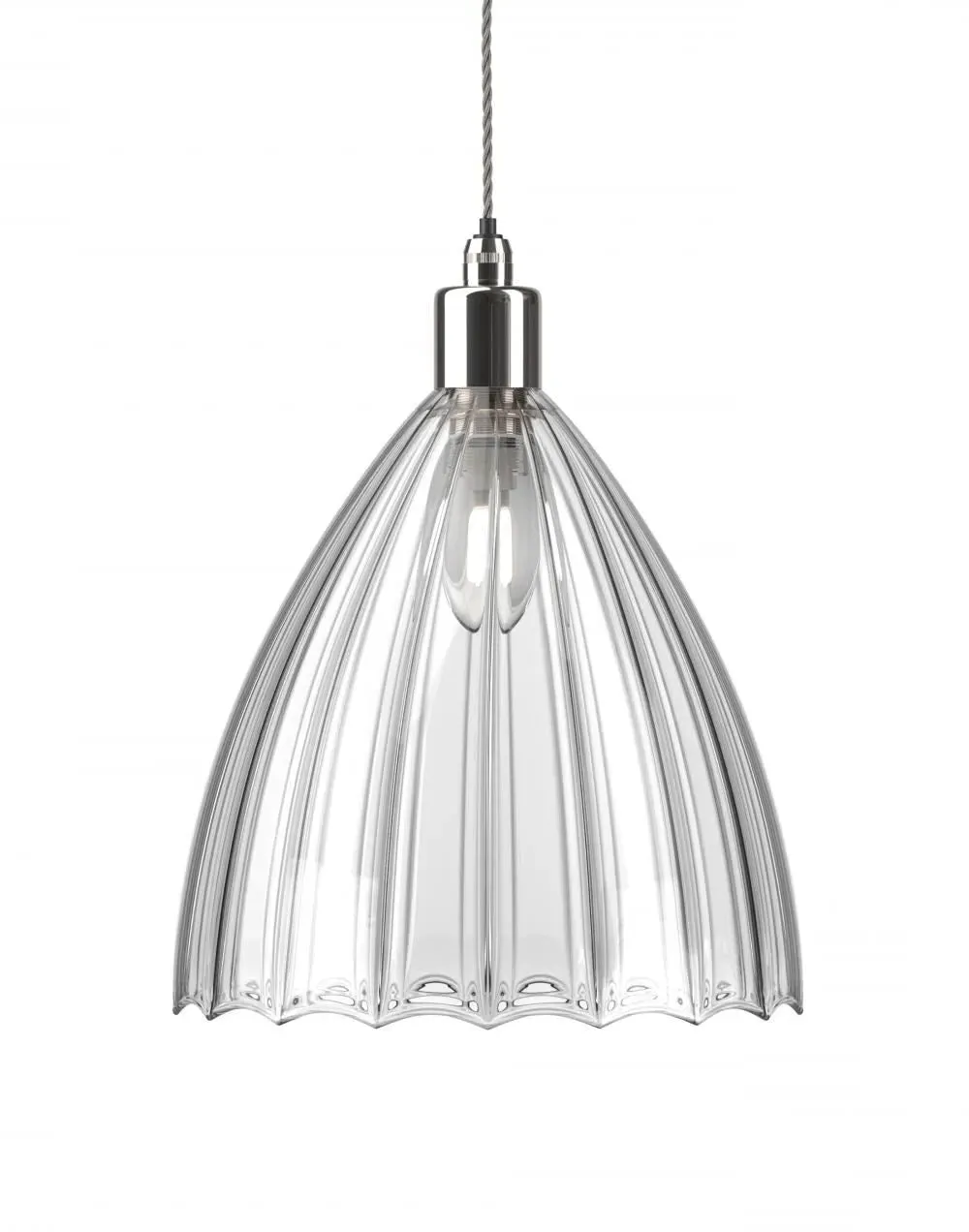 Large Bathroom Pendant Light - Nickel, Glass