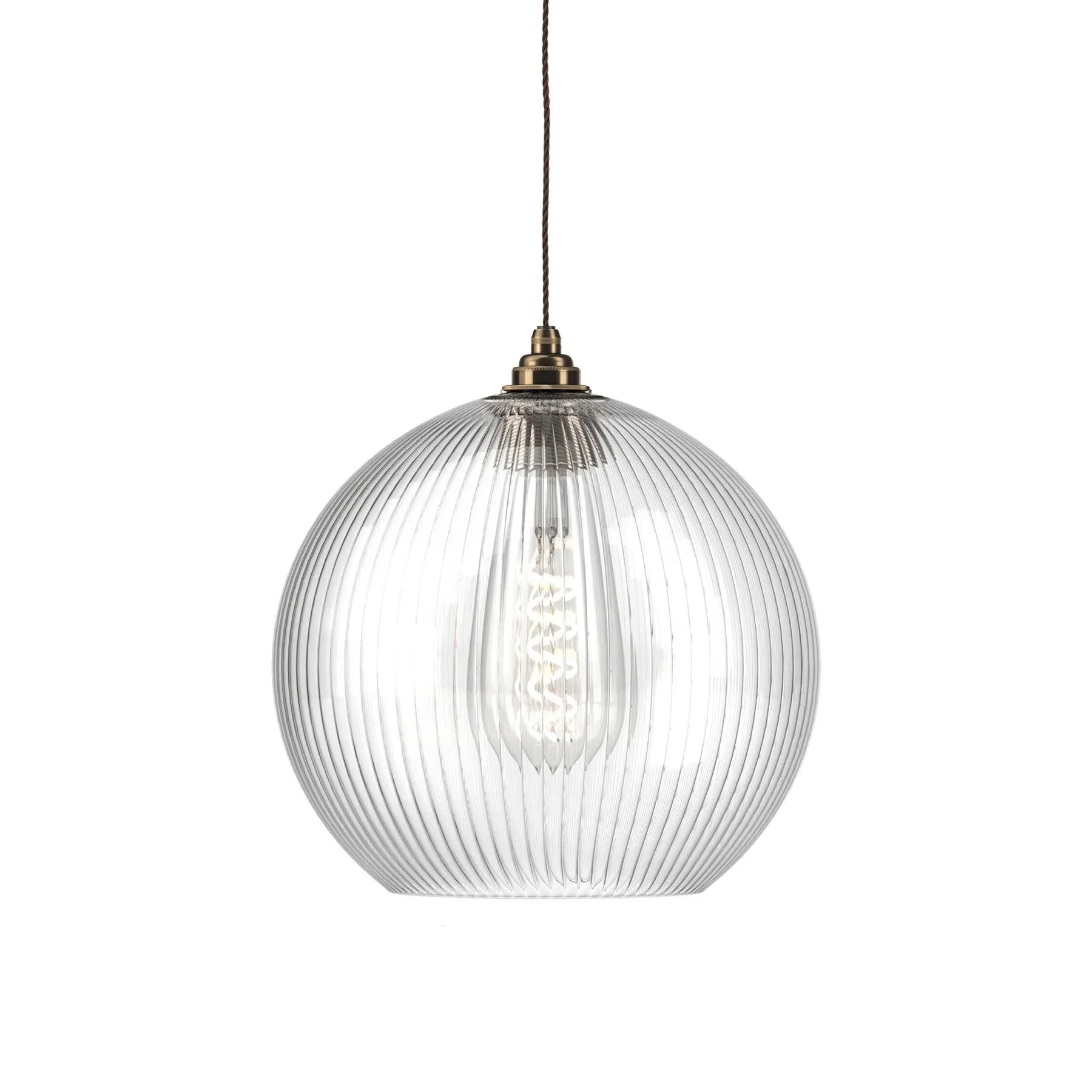 Large Pendant Light - Antique Brass, Glass