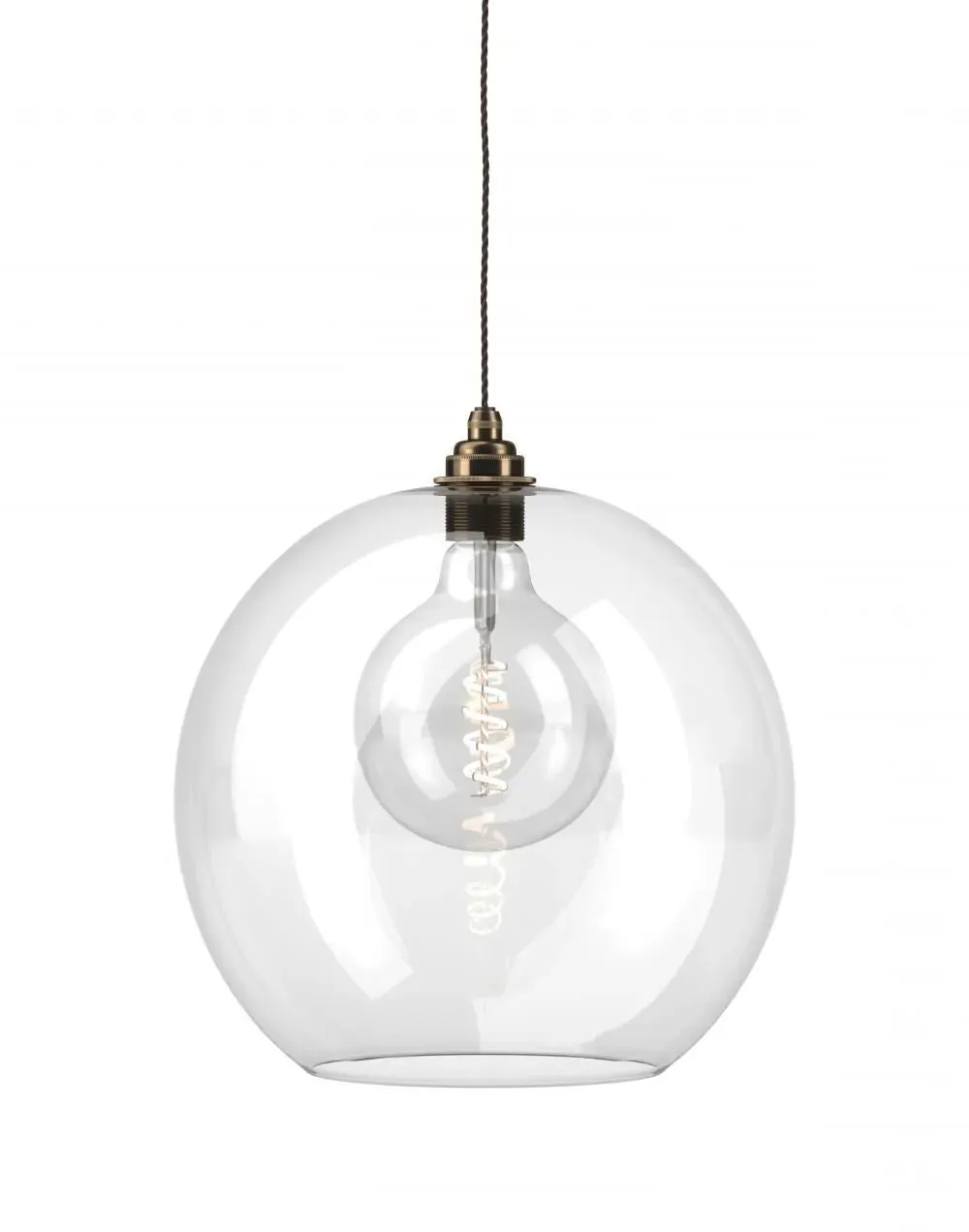Large Pendant Light - Antique Brass, Glass