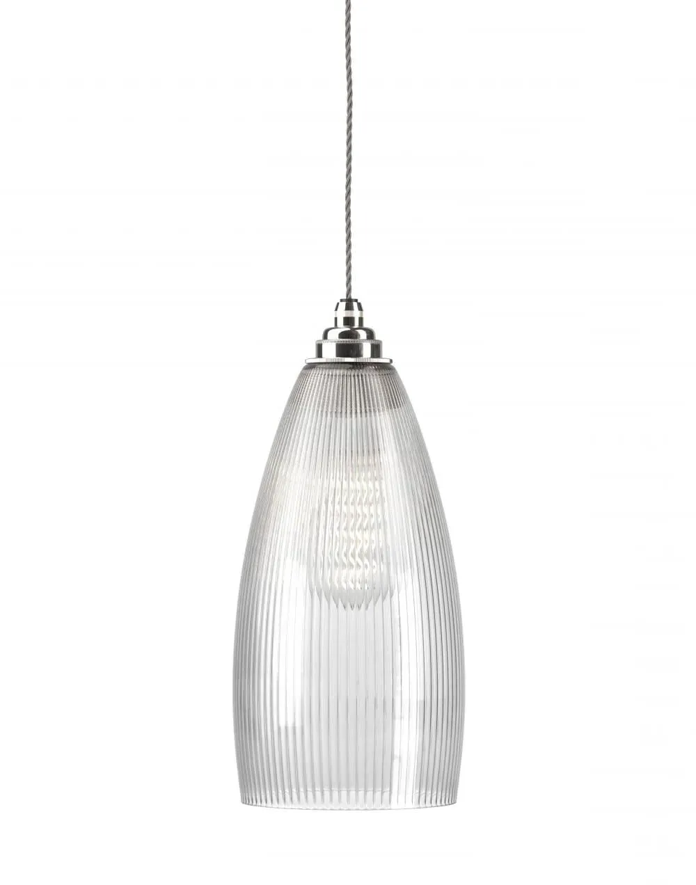 Large Pendant Light Skinny Ribbed - Nickel