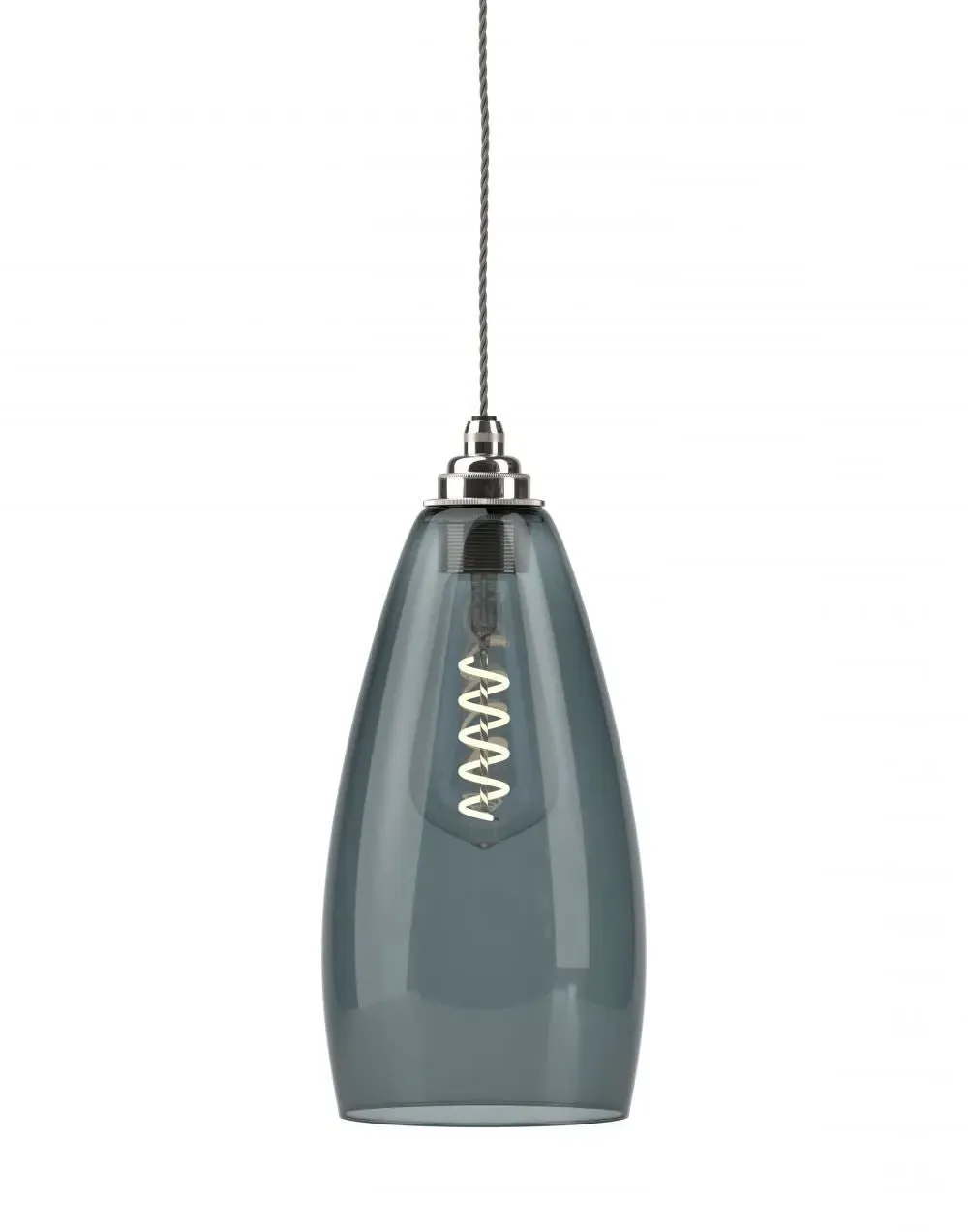 Large Pendant Light Smoked Glass - Nickel