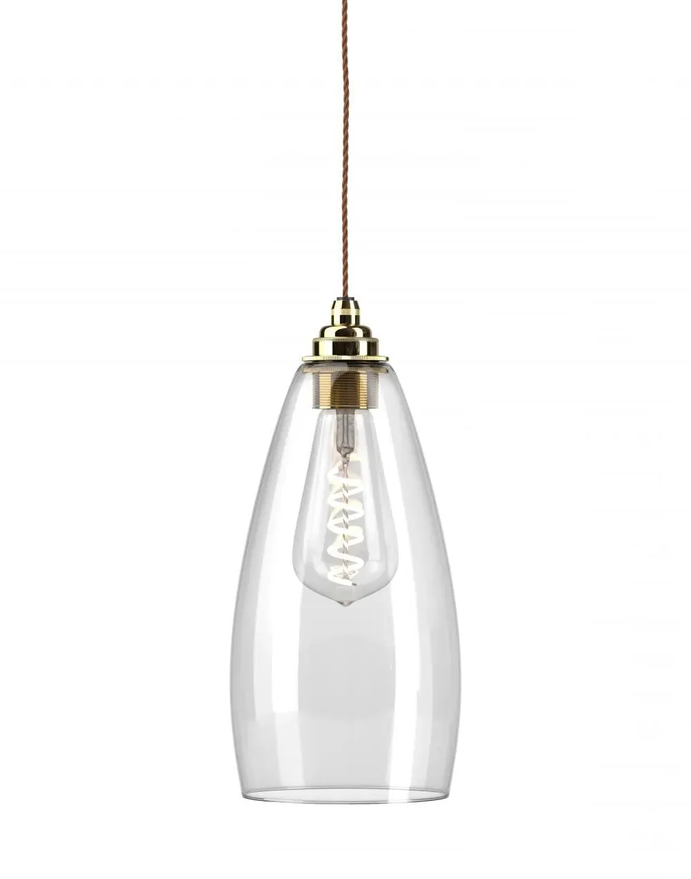 Large Pendant Light with Clear Glass - Brass
